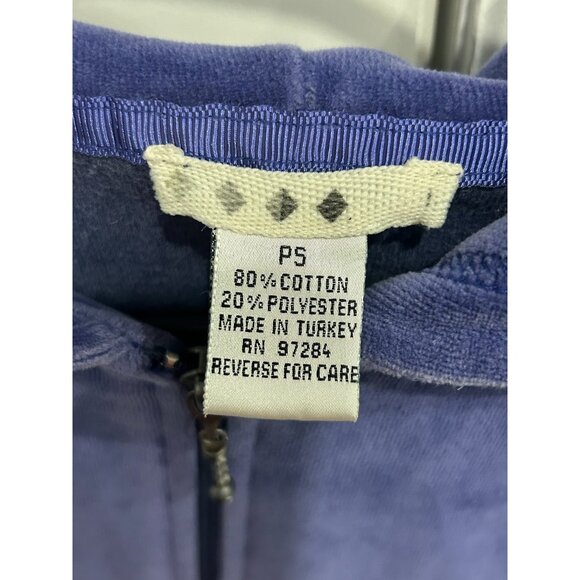 Womens Velour Purple Zip Up Hoodie Jacket SZ Petite Small - Picture 5 of 8